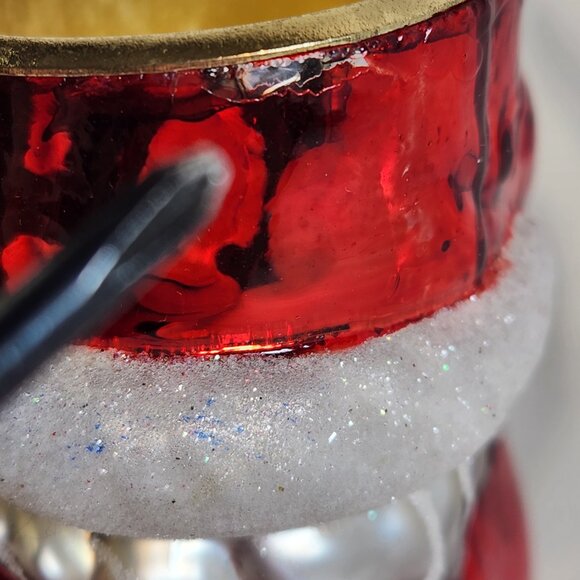 Hand Blown Mercury Glass SANTA CLAUSE Tea Light Candle Holder Handpainted 6" Vtg - Picture 13 of 15